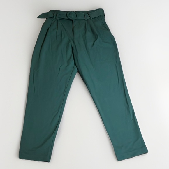 Stylish Forest Emerald Green High-Waisted Pants by Zara sz S - Picture 1 of 9